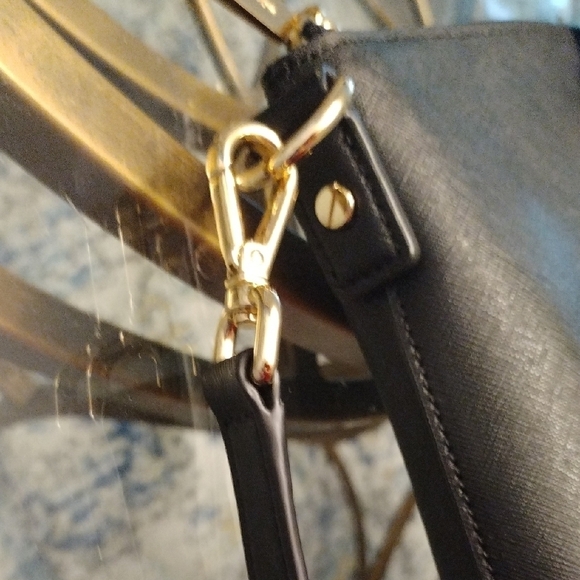 Michael Kors Black Structured Tote with Gold Accents - Picture 13 of 16